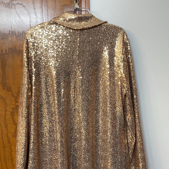 LANE BRYANT UEC Women’s Size 14/16 Gold Sequin Duster Holiday Festive Sparkly - Picture 10 of 15